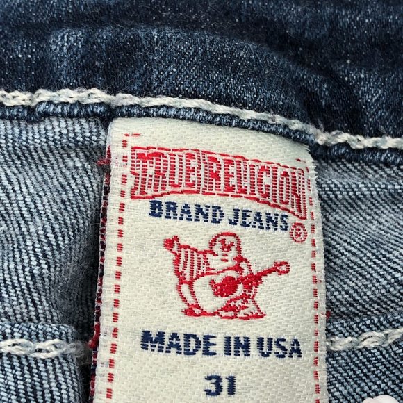 True Religion Blue Bedazzled Back Pockets Boot cut Jeans | Size 31 - Picture 6 of 6